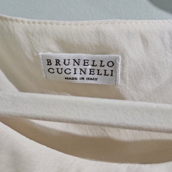 Brunello Cucinelli Sleeveless Cream Draped Silk Top Size Large - Picture 6 of 8